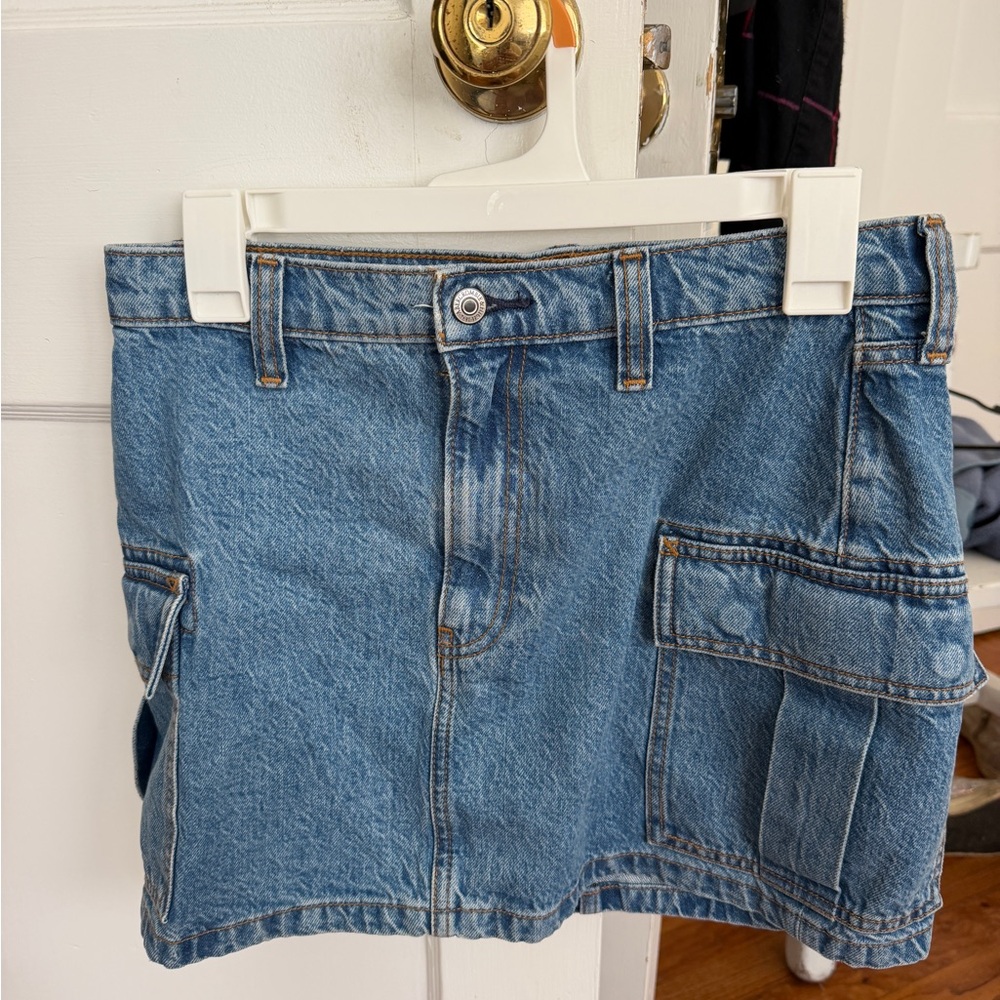 Abercrombie & Fitch High-Rise Denim Mini Skirt - Light Blue
